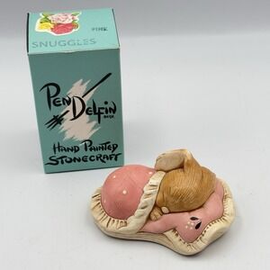 Vintage Pendelfin Snuggles Rabbit Pink , Stoneware, England, 1960s , Rare